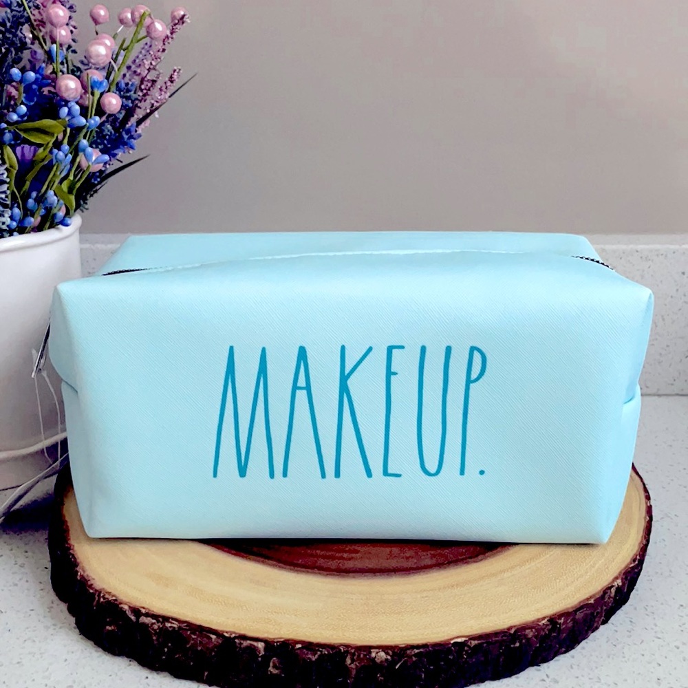 RAE DUNN MINT BABY BLUE MAKEUP COSMETIC POUCH BAG
